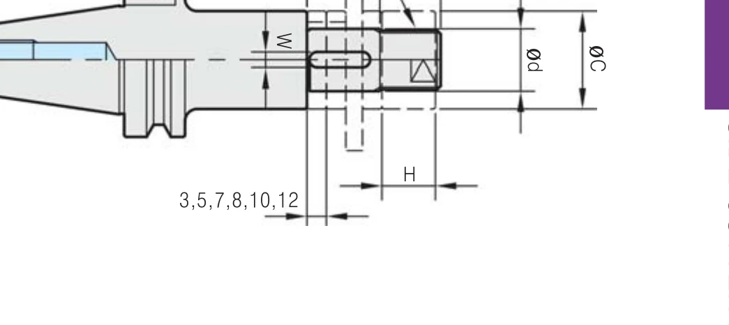 Selux Yan Freze Malafası BT40 teknik çizim — L/L1 ölçü şeması