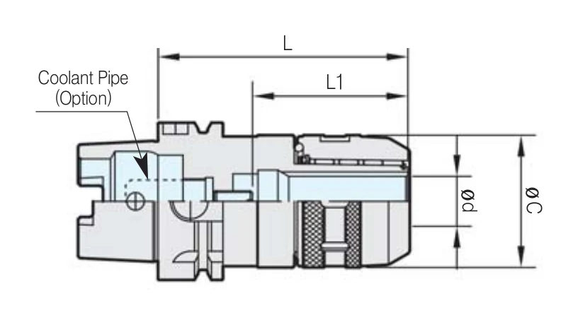 Selux Freze Mandreni HSK100A teknik çizim — L/L1 ölçü şeması