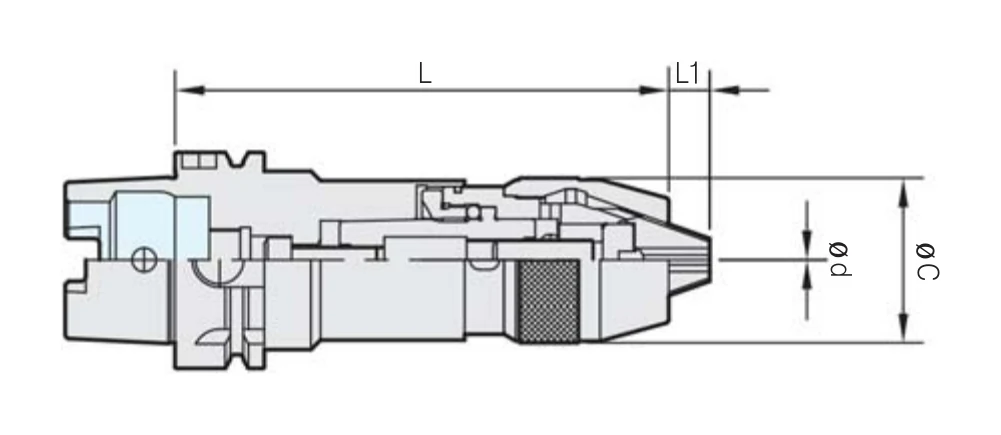 Selux Matkap Mandreni (NPU) HSK100A teknik çizim — L/L1 ölçü şeması