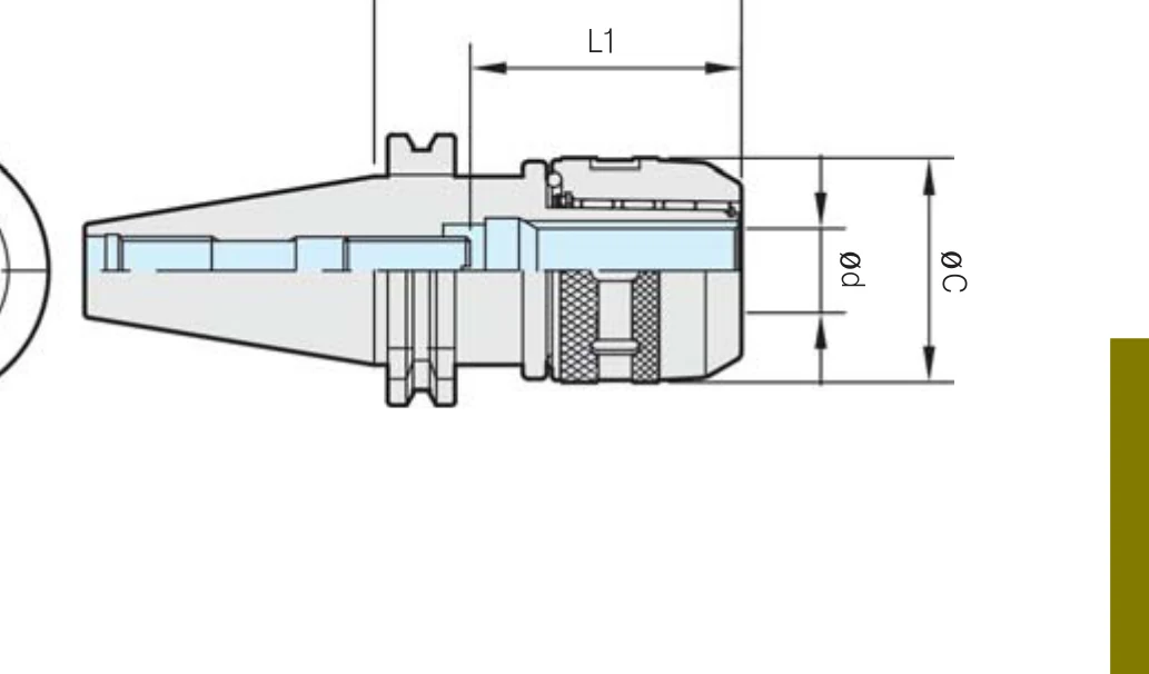 Selux Freze Mandreni SK40 teknik çizim — L/L1 ölçü şeması